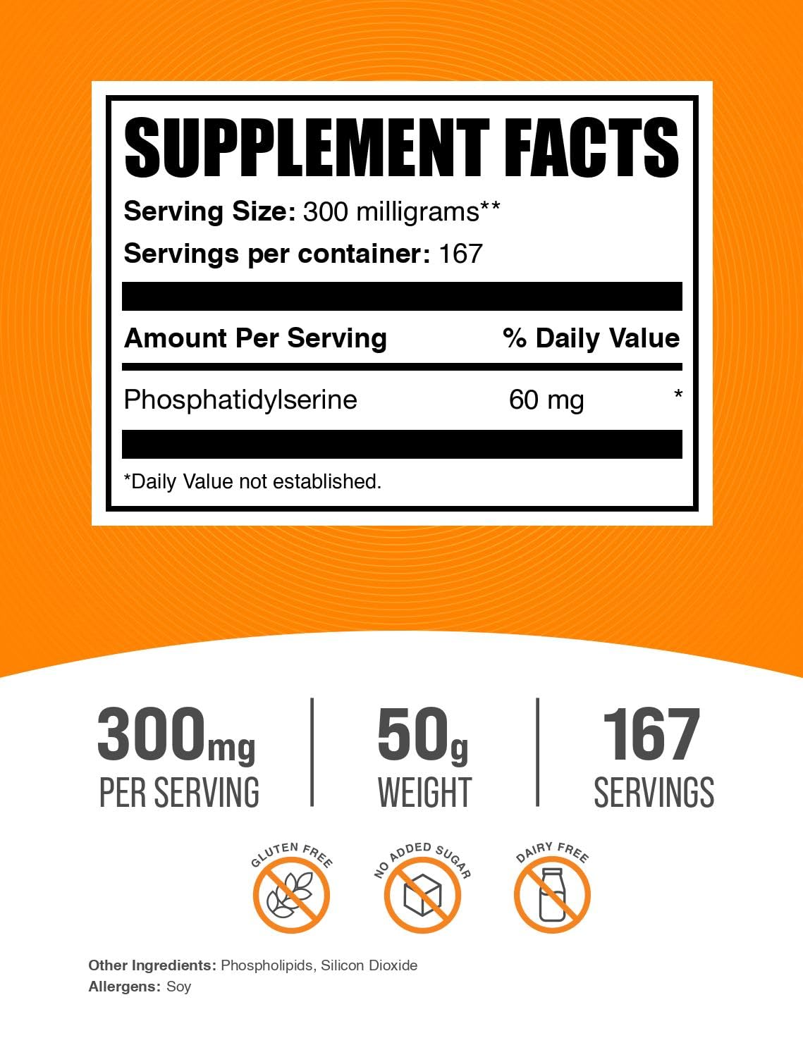 Phosphatidylserine powder packaging and label