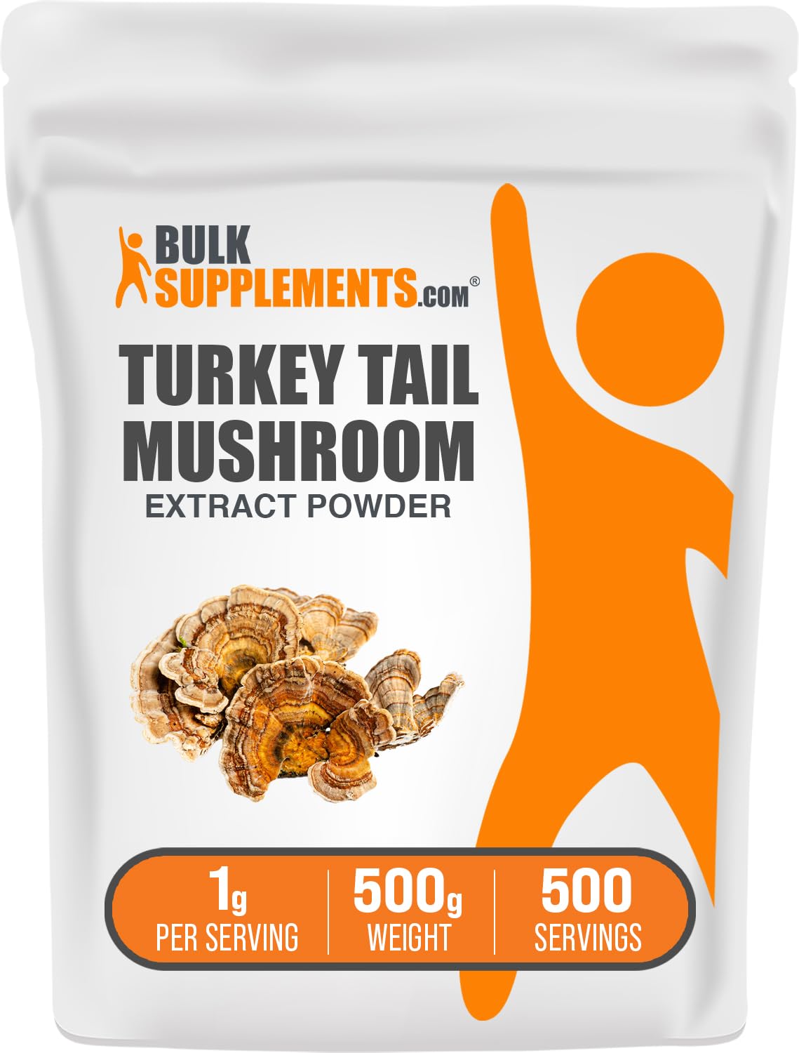 Front view of BulkSupplements Turkey Tail Mushroom Extract Powder 500g