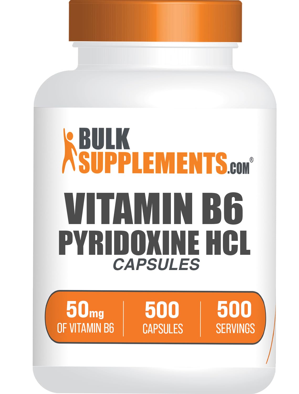 BulkSupplements Vitamin B6 50mg Pyridoxine HCl capsules bottle