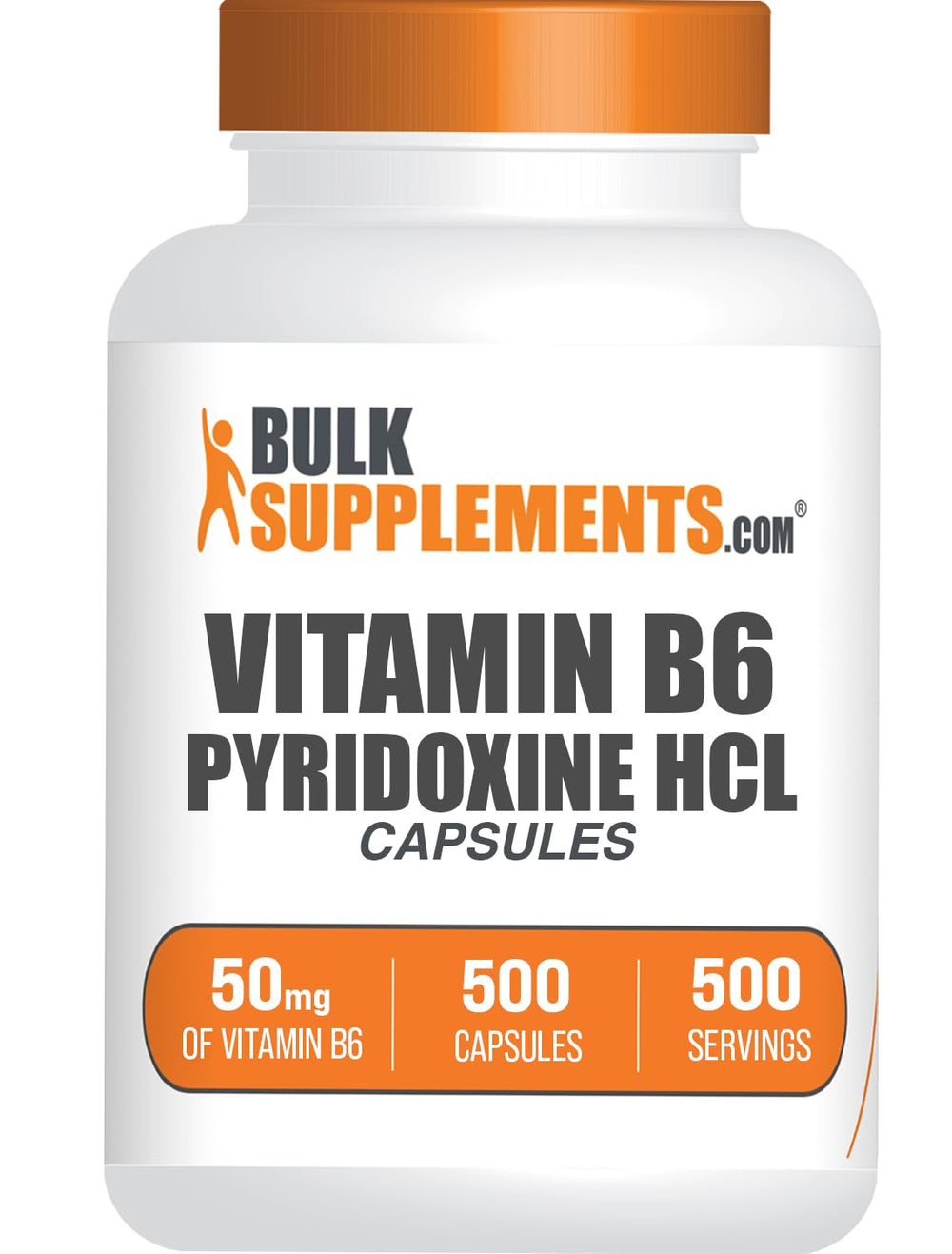 BulkSupplements Vitamin B6 50mg Pyridoxine HCl capsules bottle