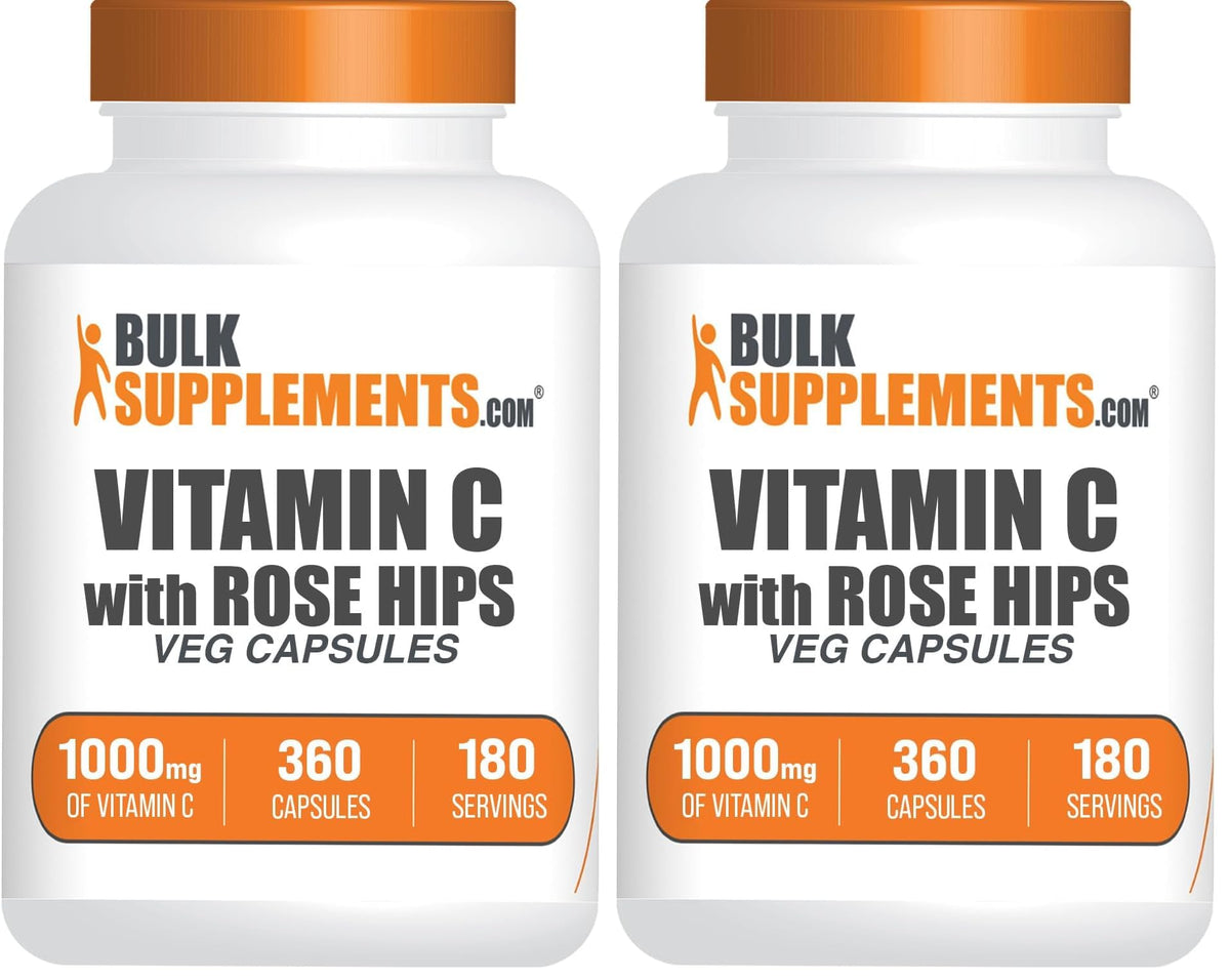 BulkSupplements Vitamin C with Rose Hips capsules 1000mg and Rose Hips 15mg, 360-count, pack of 2