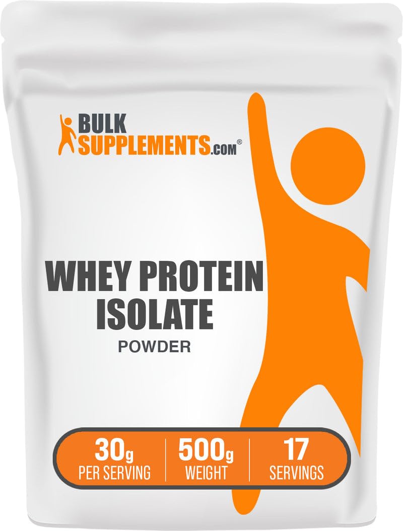 BulkSupplements Whey Protein Isolate powder, unflavored, 500g container