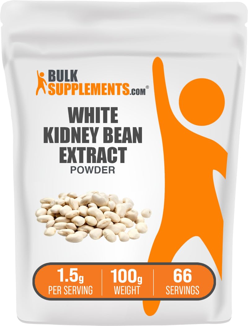 Front packaging of BulkSupplements White Kidney Bean Extract Powder 100g