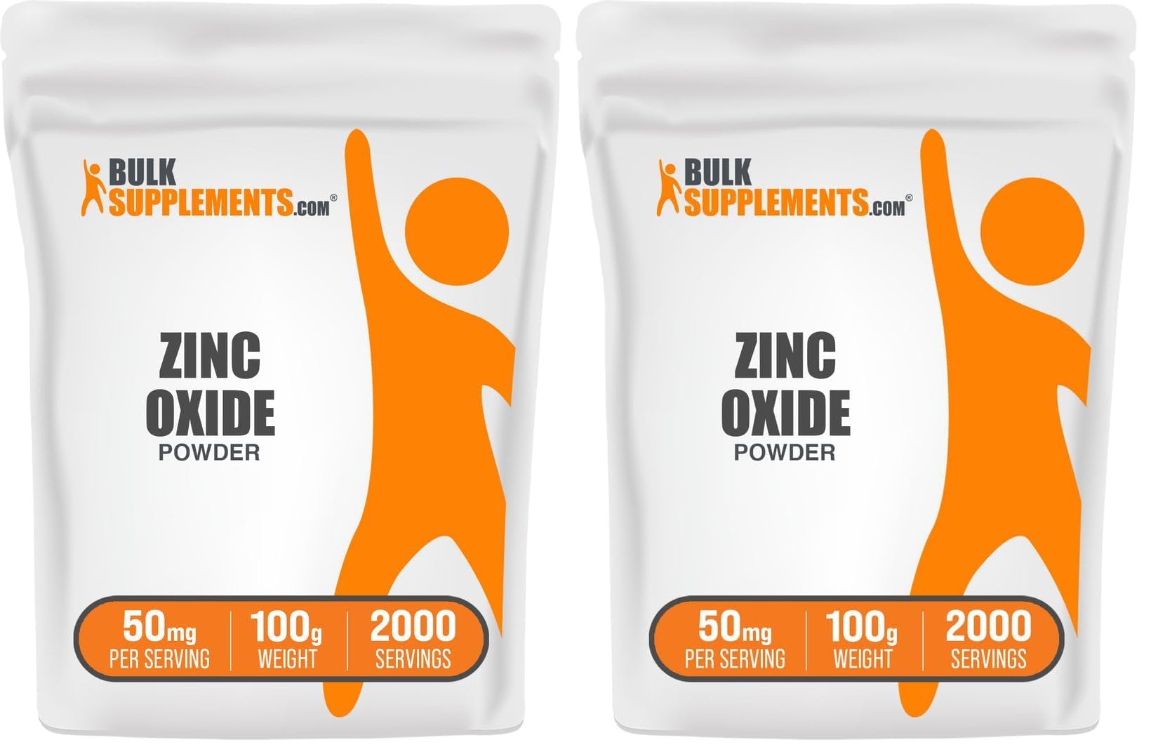 BulkSupplements Zinc Oxide Powder 100 g pack front view