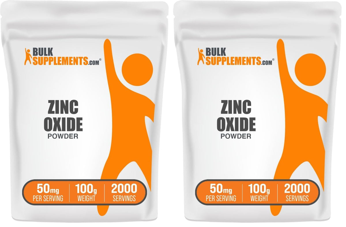 BulkSupplements Zinc Oxide Powder 100 g pack front view