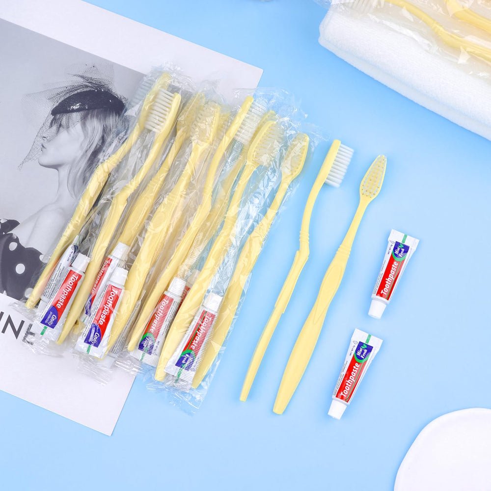 Bulk disposable toothbrush and toothpaste set for bulk purchase
