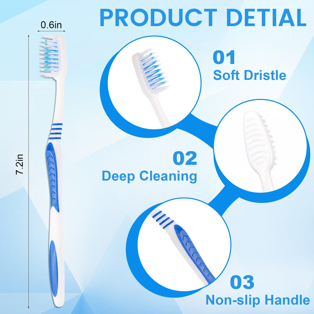 Mint toothpaste tubes included with each toothbrush set