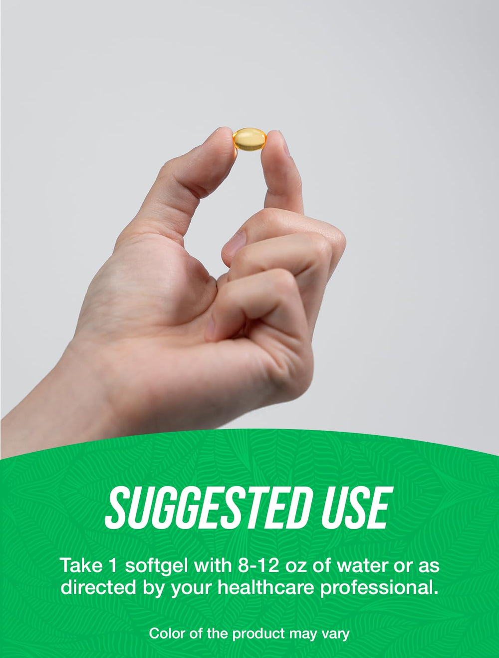 Nutrition facts panel for omega-3 softgels