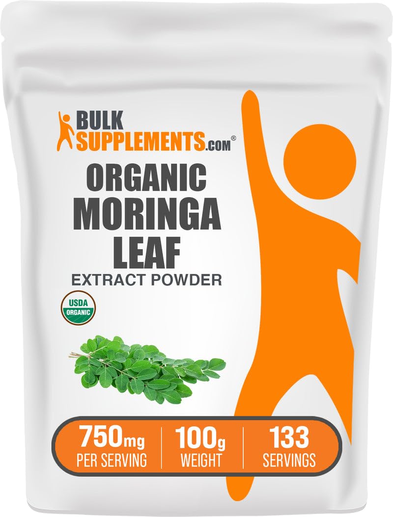 BulkSupplements Organic Moringa Extract Powder 100g package