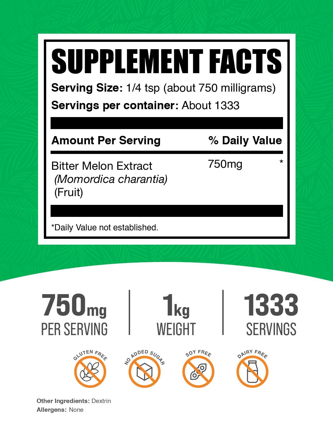 BulkSupplements Bitter Melon Extract Powder scoop for easy mixing into beverages.