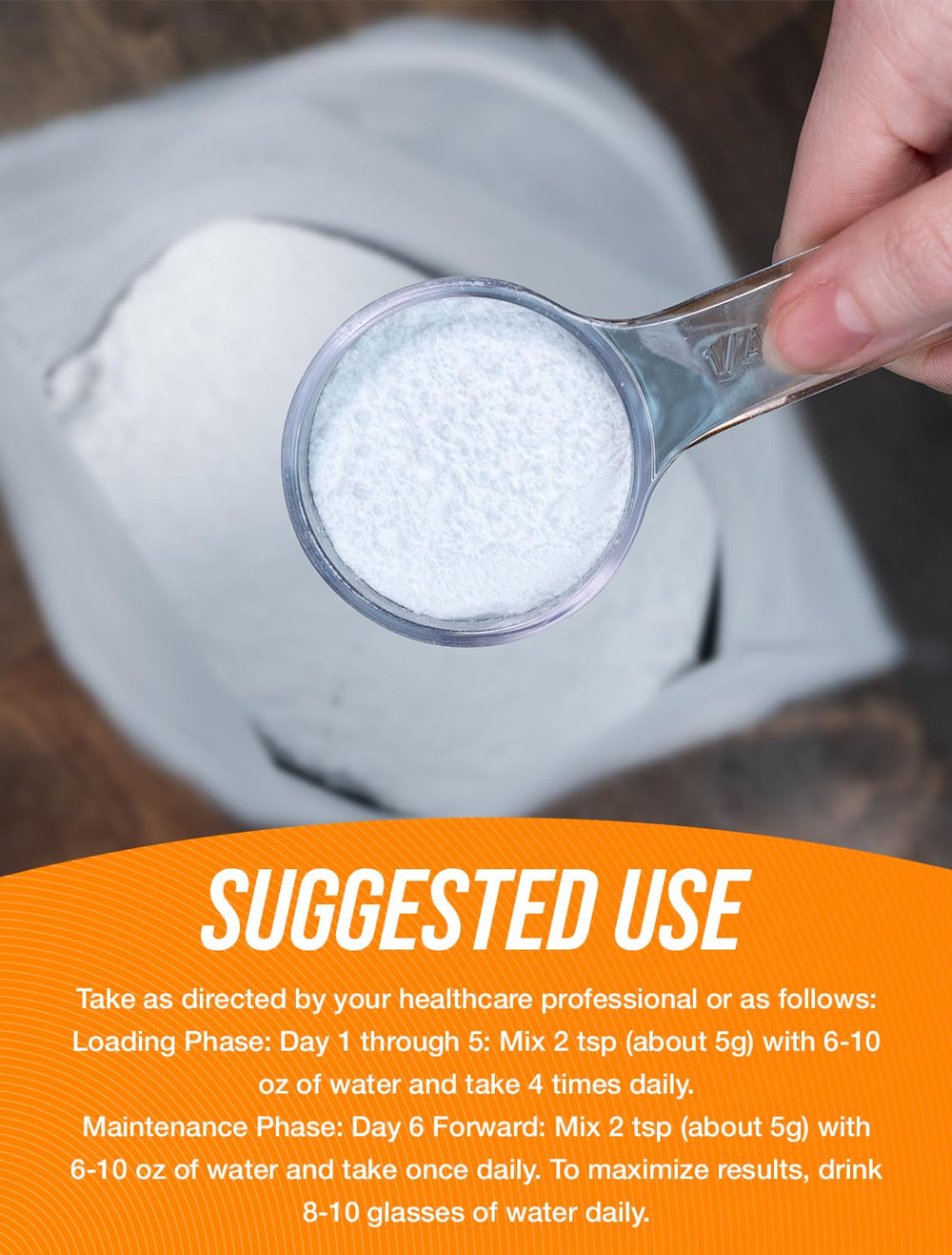 5 g serving scoop of Creatine Monohydrate powder