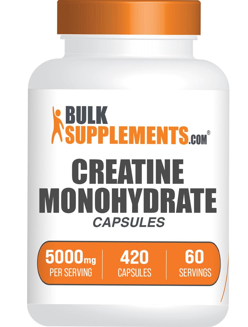 Creatine Monohydrate capsules bottle with 420 count label