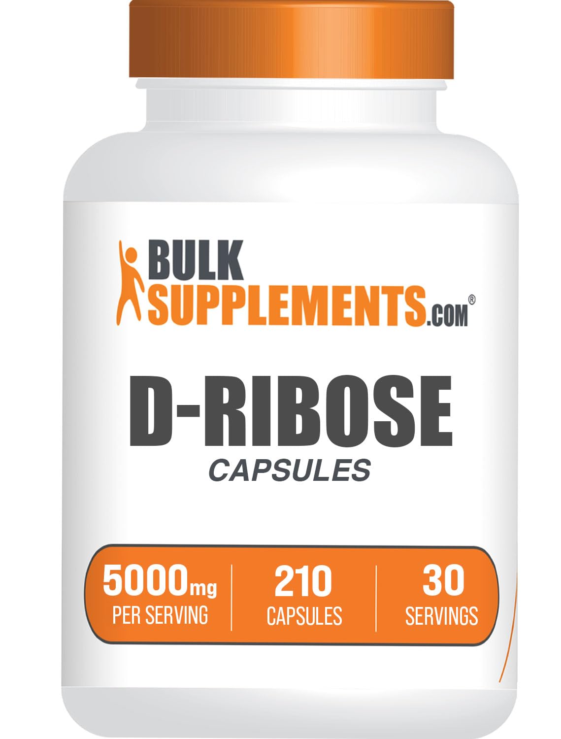 BulkSupplements D-Ribose capsules bottle for convenient energy support.