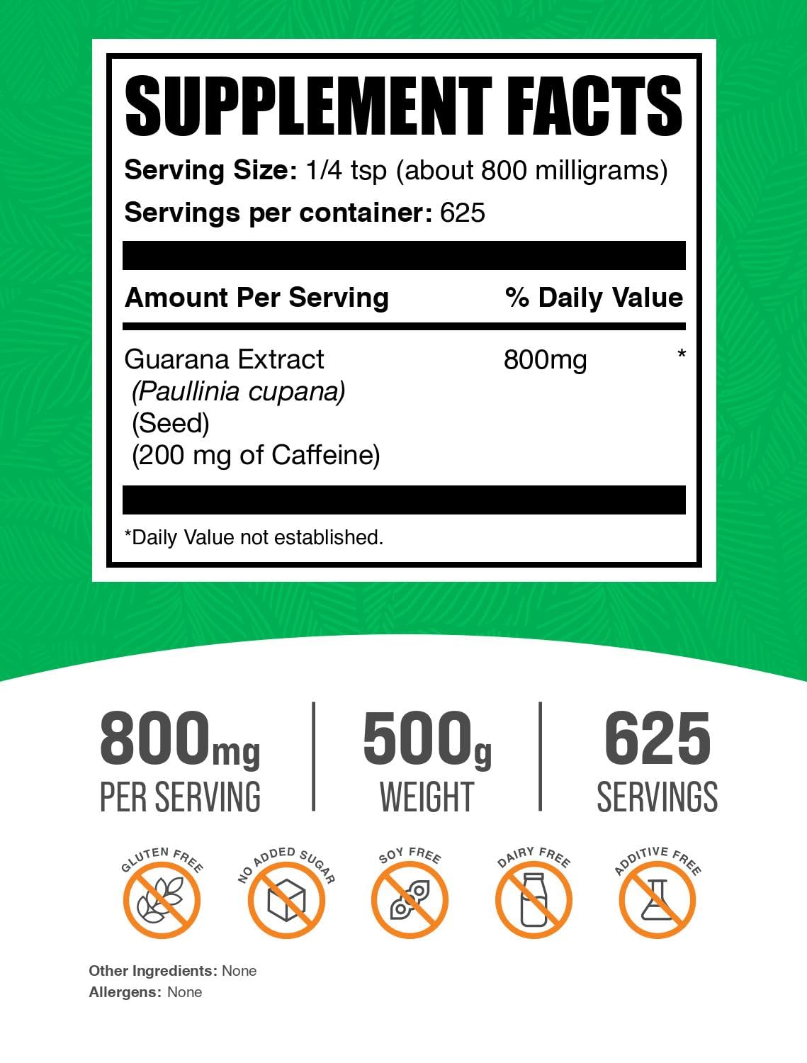 BulkSupplements Guarana Extract Powder scoop indicating easy-measure servings for smoothies