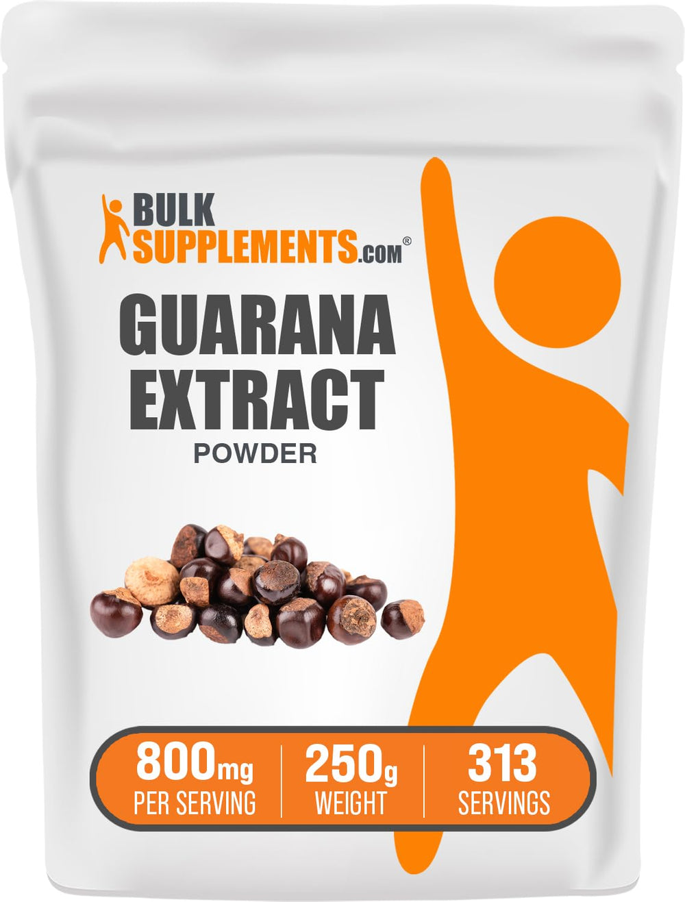 BulkSupplements guarana extract powder tub offers convenient daily energy support.