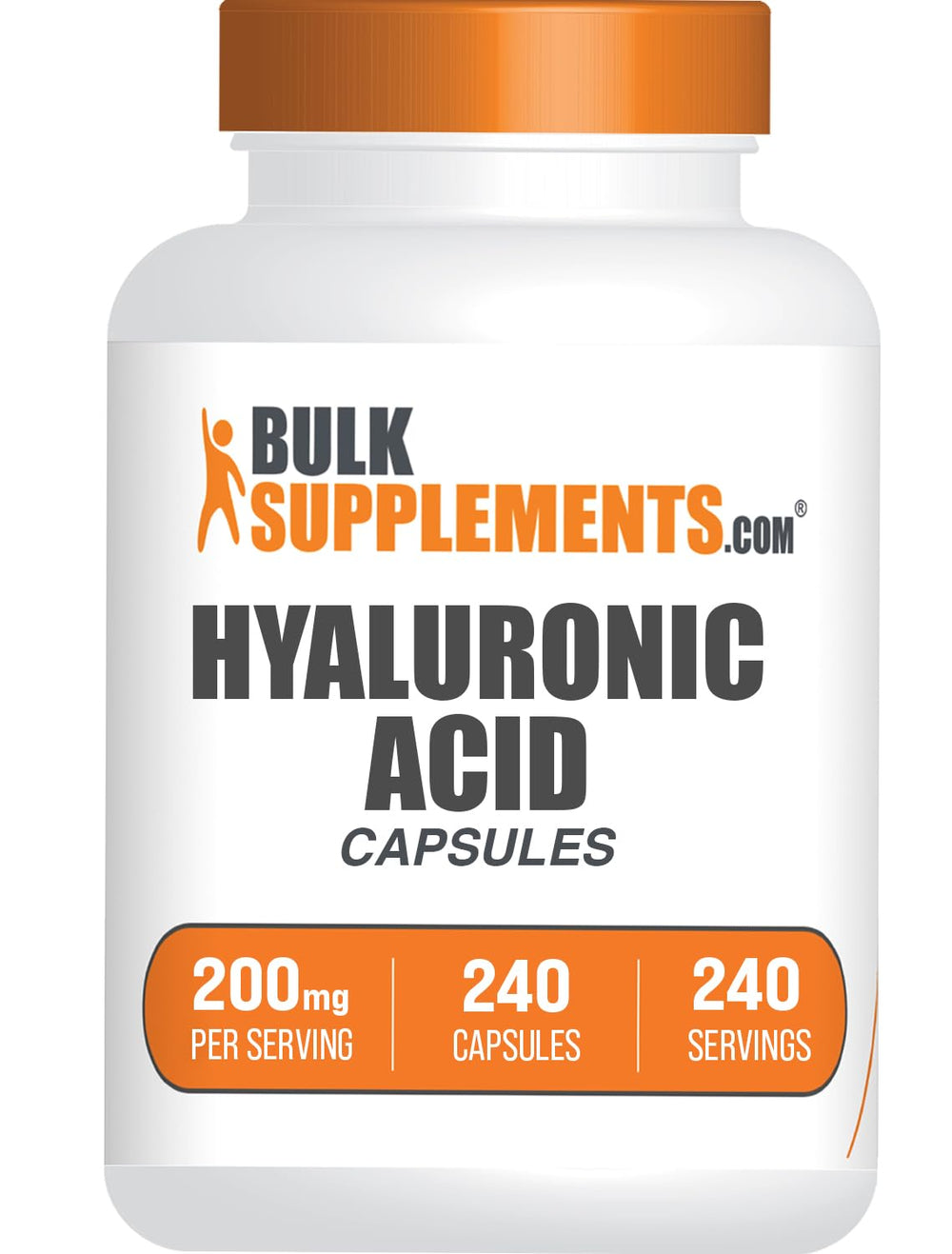 Bottle of Hyaluronic Acid Capsules 200mg by BulkSupplements