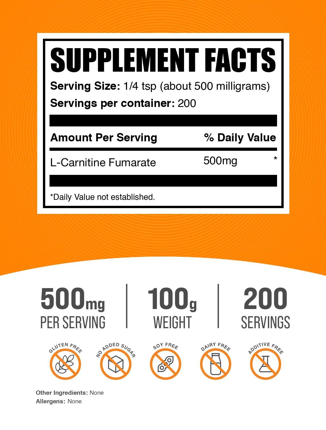 BulkSupplements L-Carnitine Fumarate powder scoop aids easy mixing for shakes