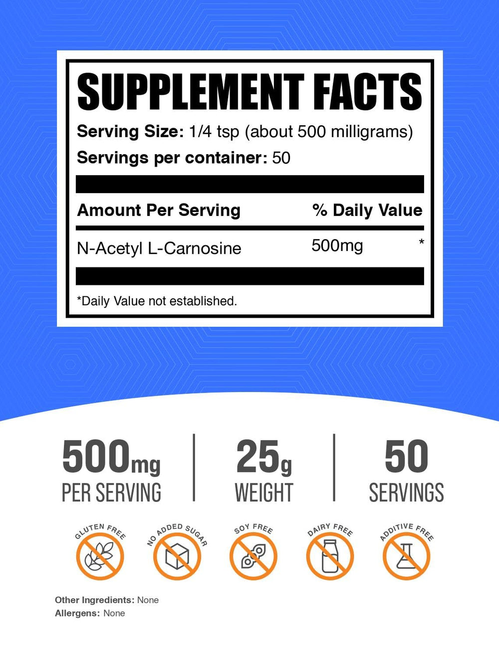 BulkSupplements N-Acetyl L-Carnosine powder with scoop for easy dosing.