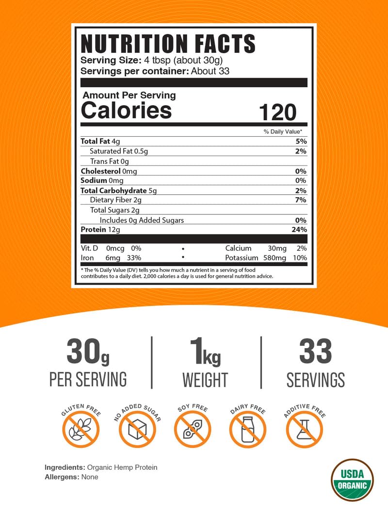 BulkSupplements hemp protein powder 1kg tub—gluten-free protein powder for workouts.