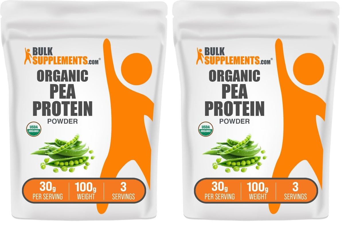 BulkSupplements Organic Pea Protein Powder bottle-front — clean vegan protein option for shakes