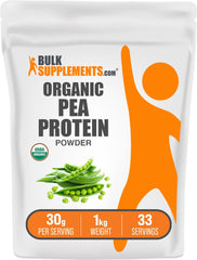 BulkSupplements Organic Pea Protein Powder scoop shows measured serving for a quick post-workout shake