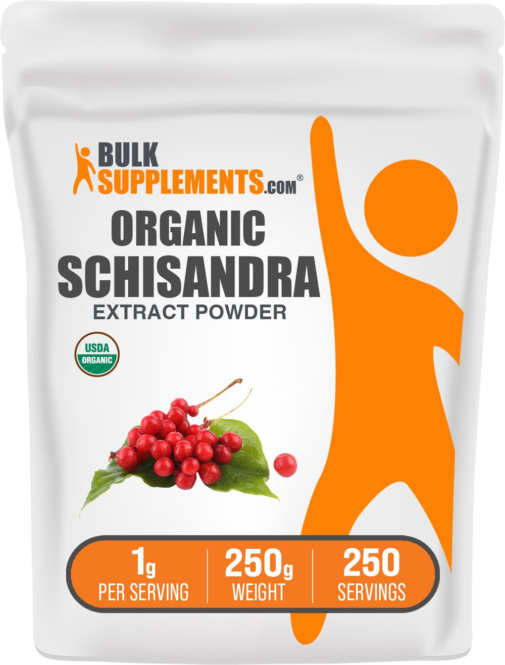 BulkSupplements Organic Schisandra Extract Powder bottle for easy daily use.