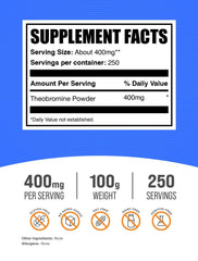 BulkSupplements Theobromine powder packaging on shelf highlighting gluten-free benefits