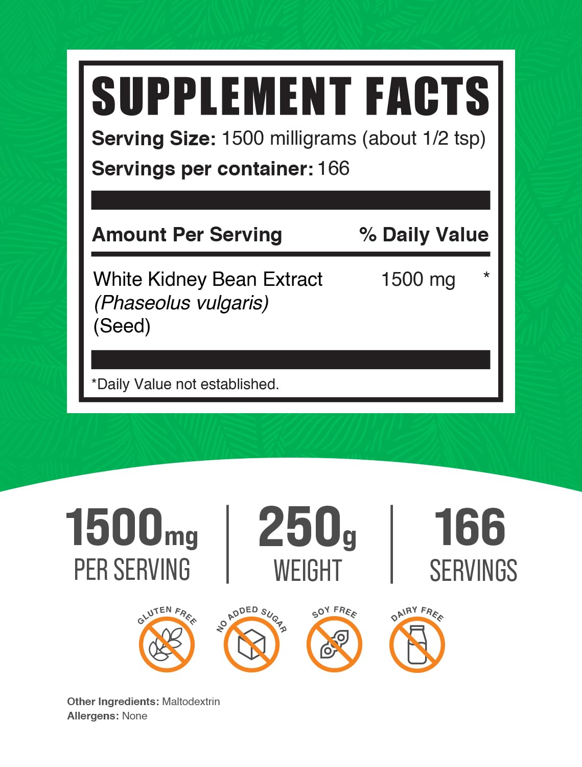 BulkSupplements white kidney bean extract powder close-up showing mixable texture.