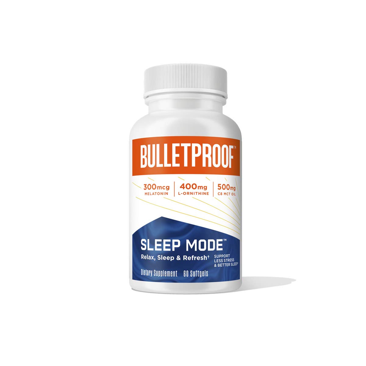 Front view of Bulletproof Sleep Mode Softgels 60-count bottle
