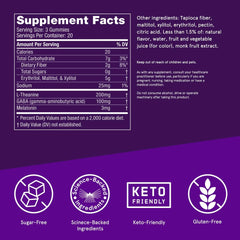 Blackberry flavor sleep gummies on white background