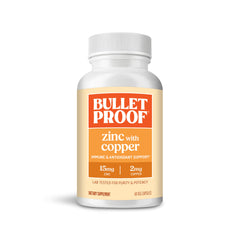 Bottle of Bulletproof Zinc with Copper capsules front view