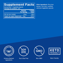 Zinc and copper capsules inside the bottle