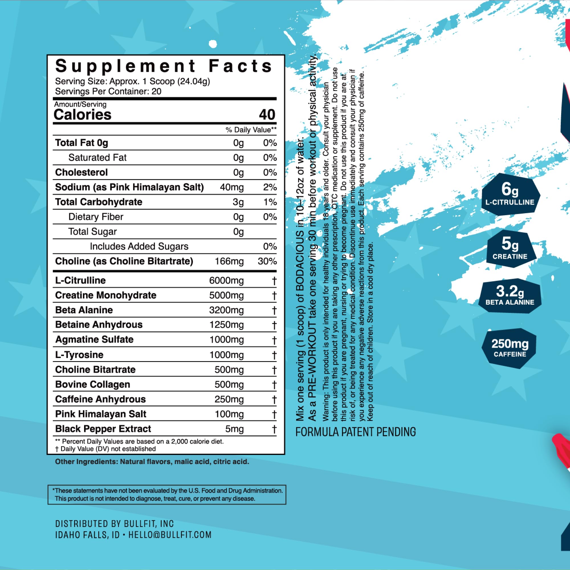 BullFit pre-workout flavor variety display emphasizes sugar-free performance boost options.
