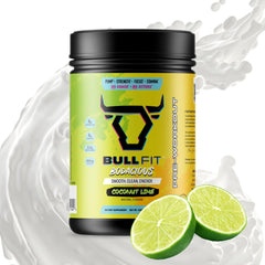 BULLFIT Pre-Workout Powder bottle fuels sustained energy for tough workouts