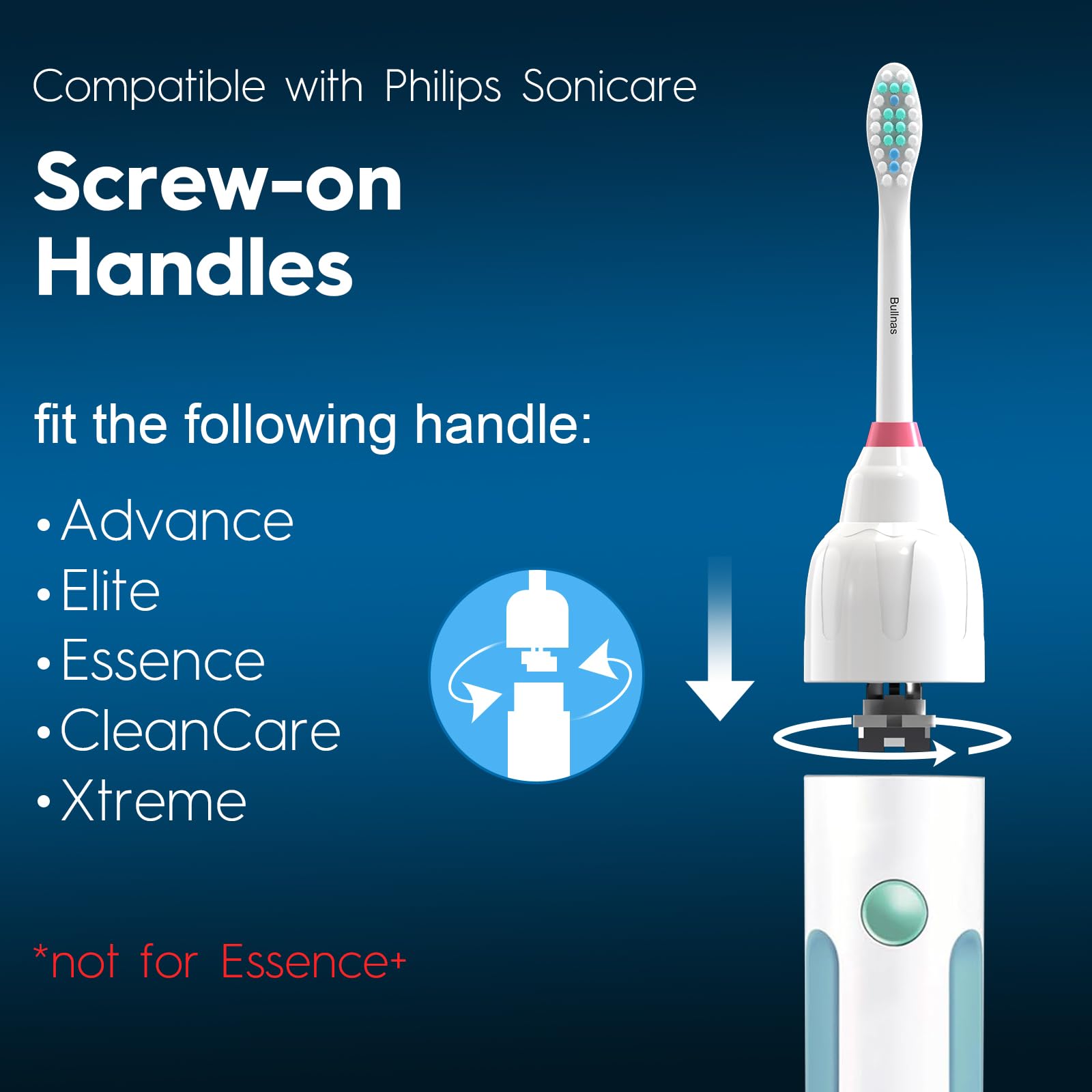 Close-up of Bullnas brush head bristles for Philips Sonicare E-Series