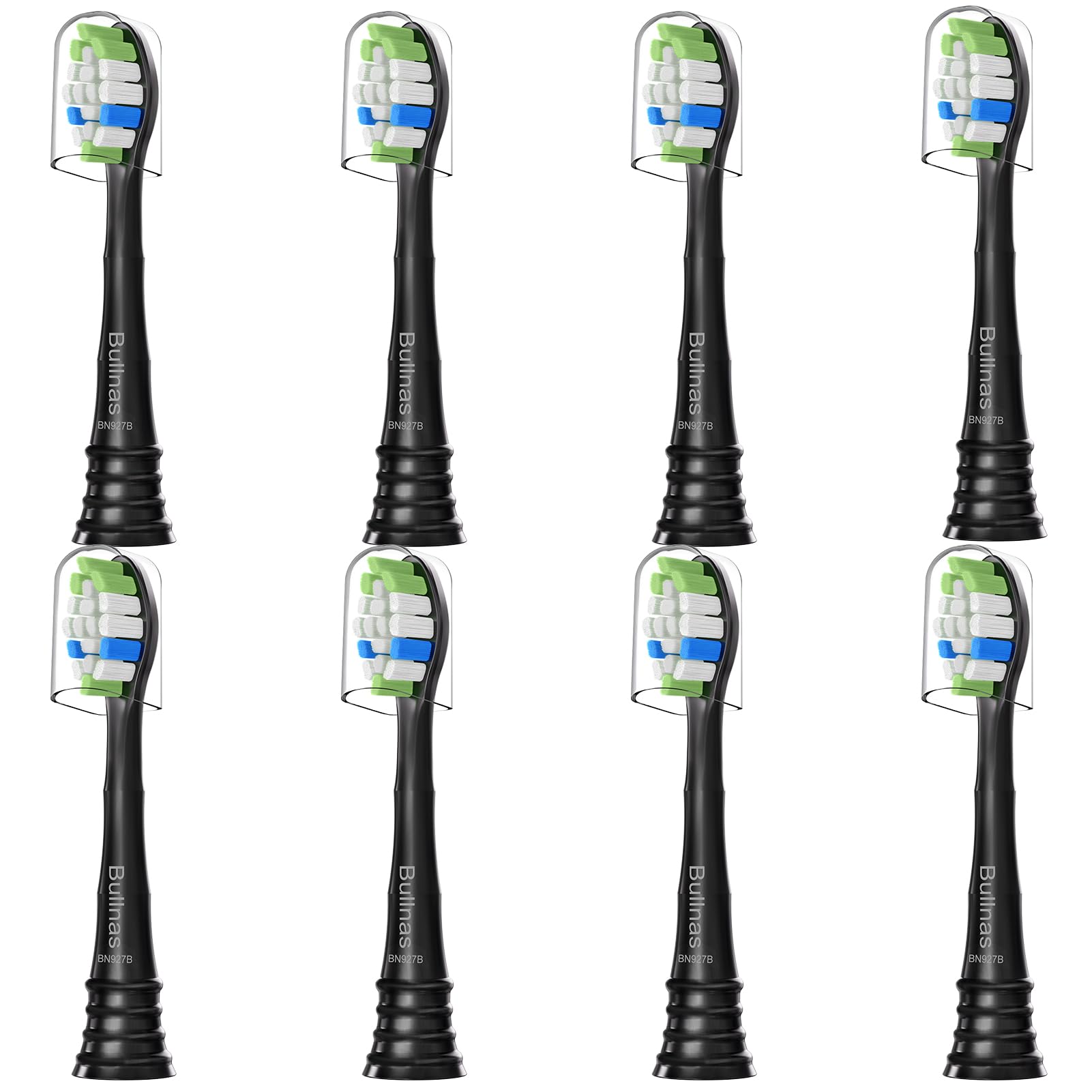 Bullnas W replacement toothbrush head in black for Philips Sonicare snap-on handles