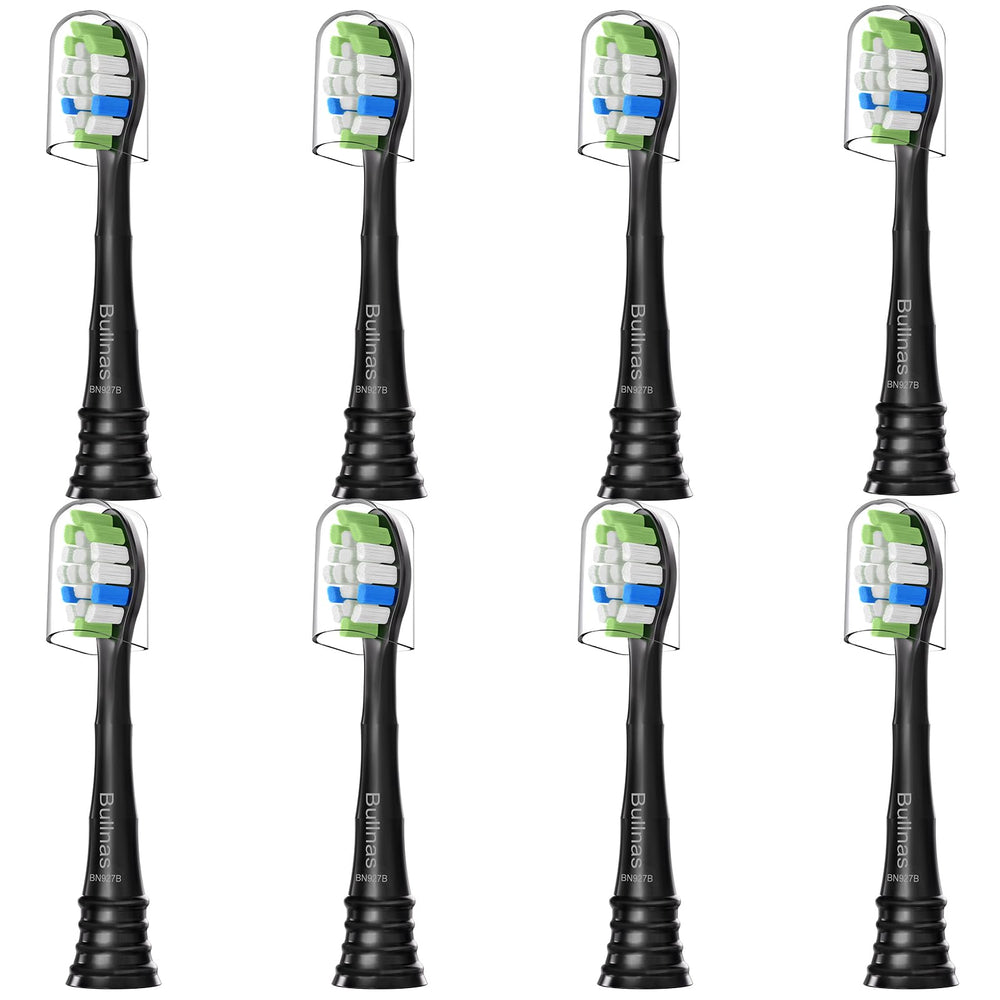 Bullnas W replacement toothbrush head in black for Philips Sonicare snap-on handles