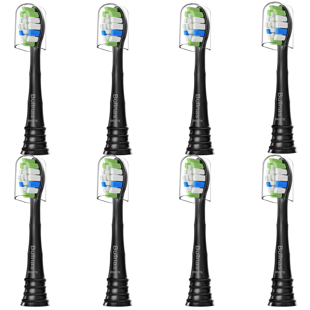 Bullnas W replacement toothbrush head in black for Philips Sonicare snap-on handles
