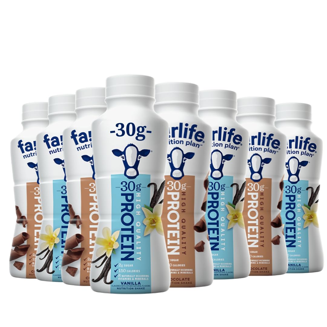 Bundariety chocolate-vanilla high-protein shake eight-pack packaging supports on-the-go fueling.