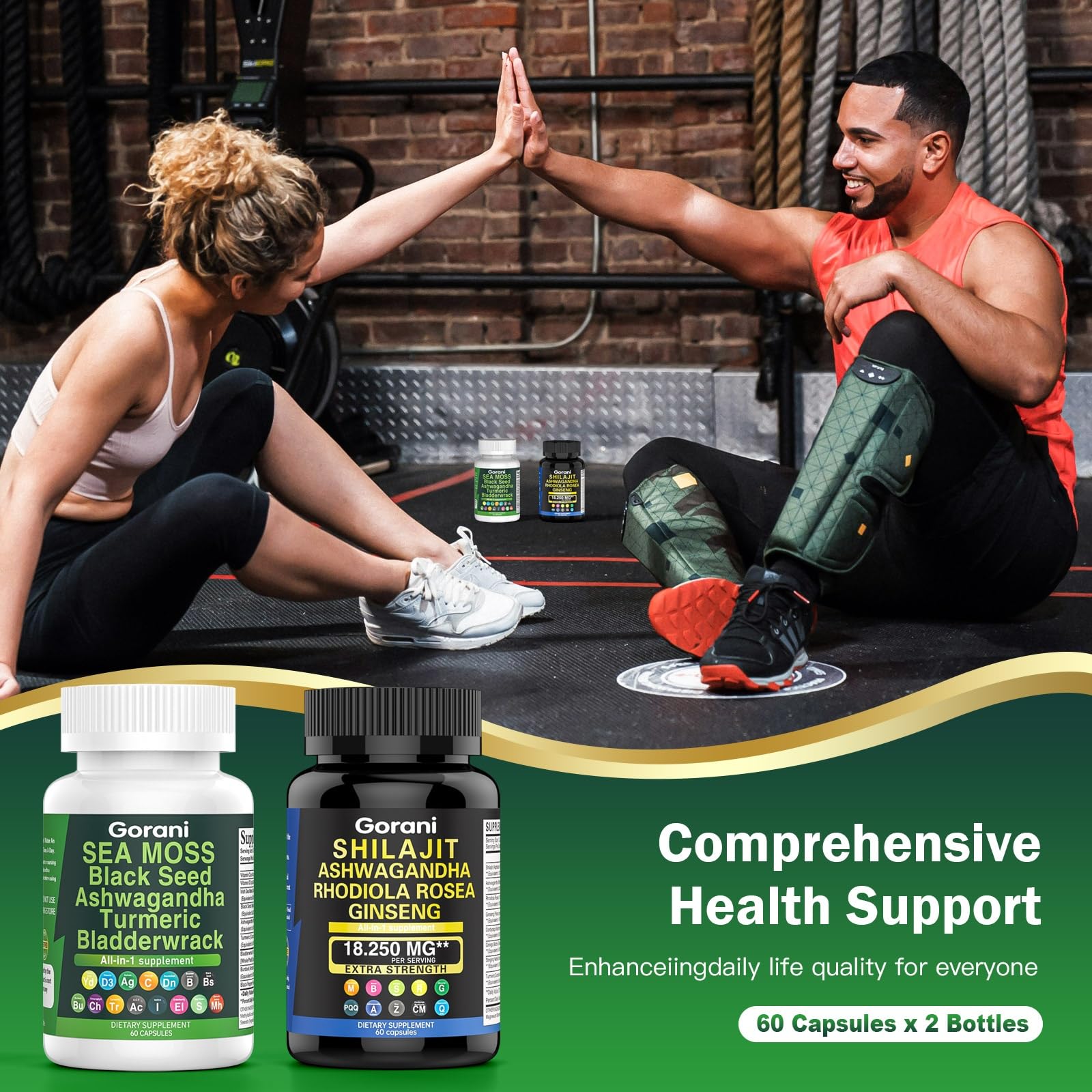 Product packaging of Sea Moss and Shilajit Bundle