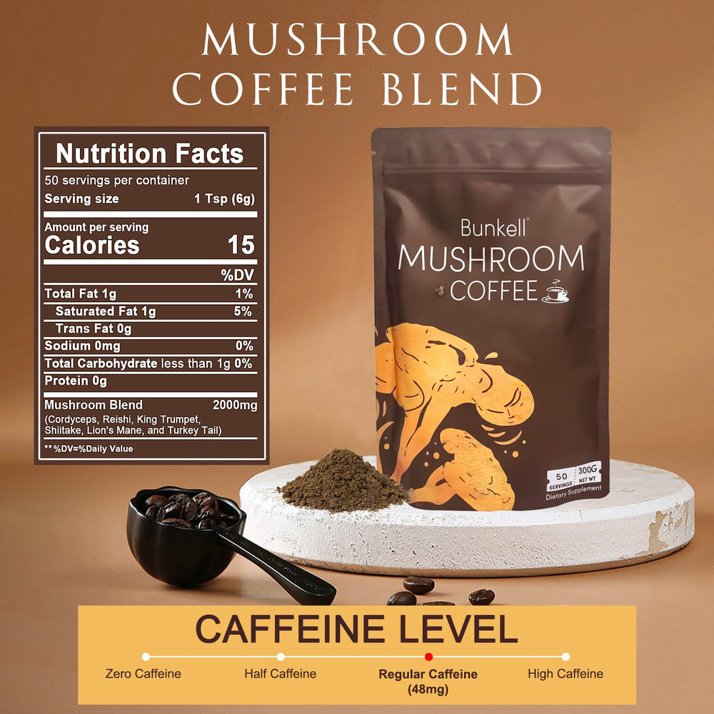 Blend with Cordyceps, Shiitake, King Trumpet and Turkey Tail mushrooms