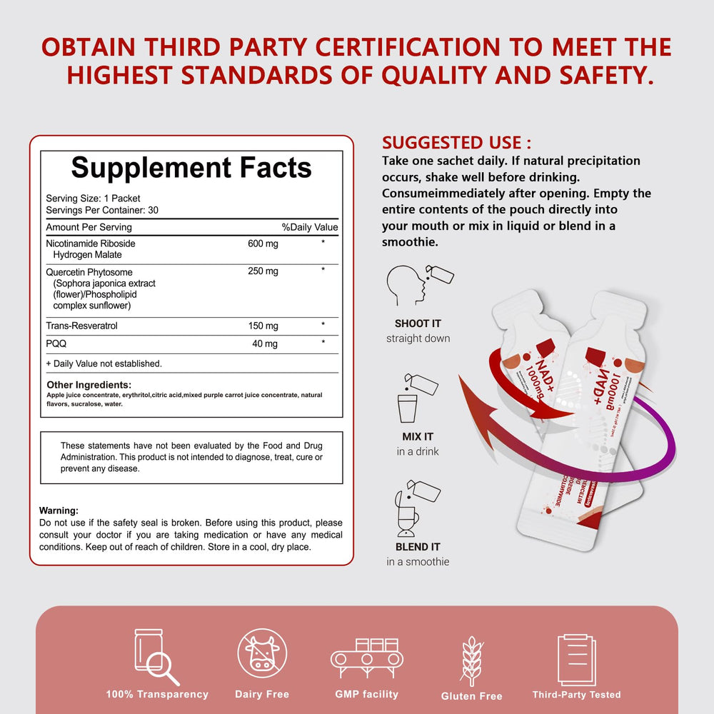 NAD supplement packaging design on kitchen counter