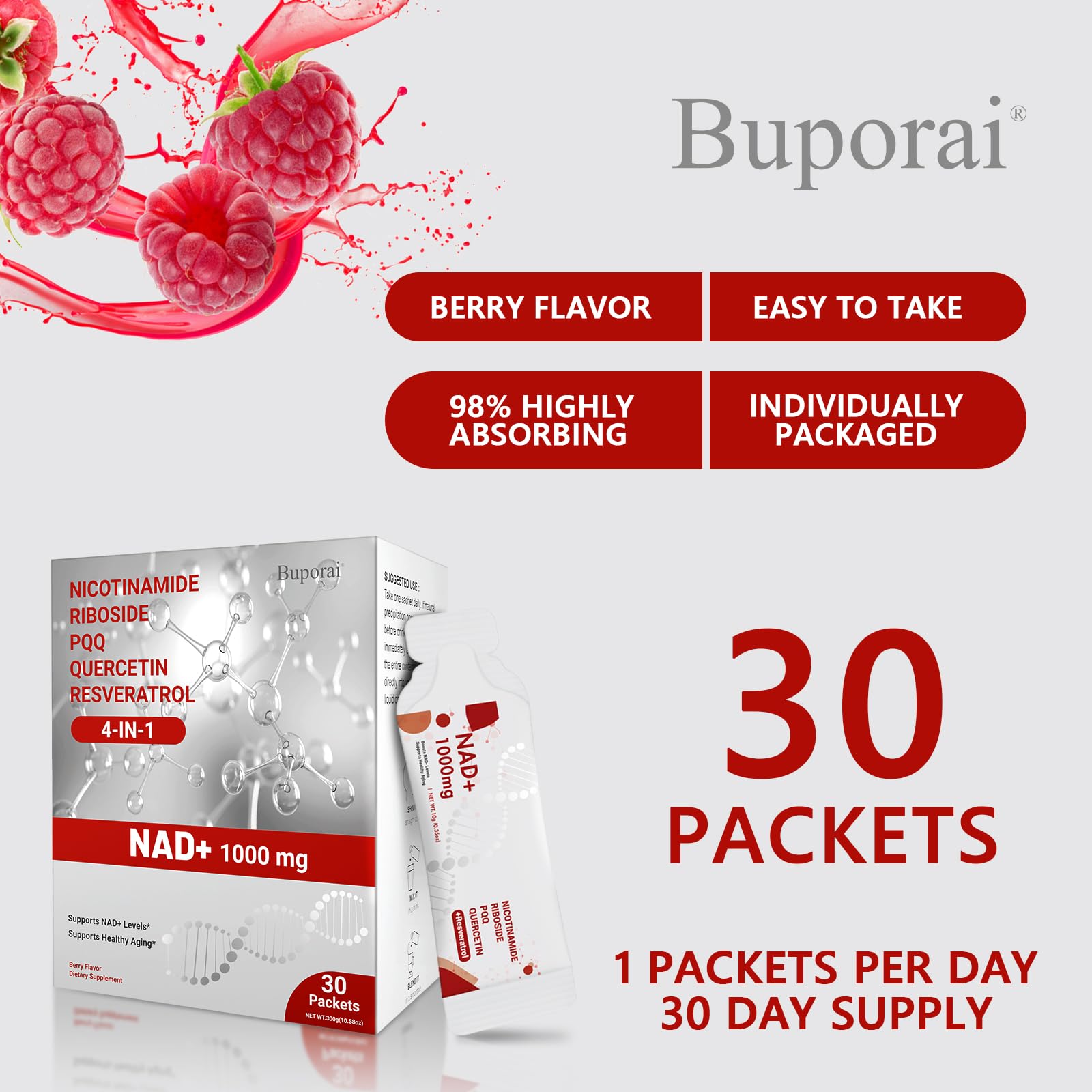 Nutrition facts label of Buporai NAD Liquid Sticks