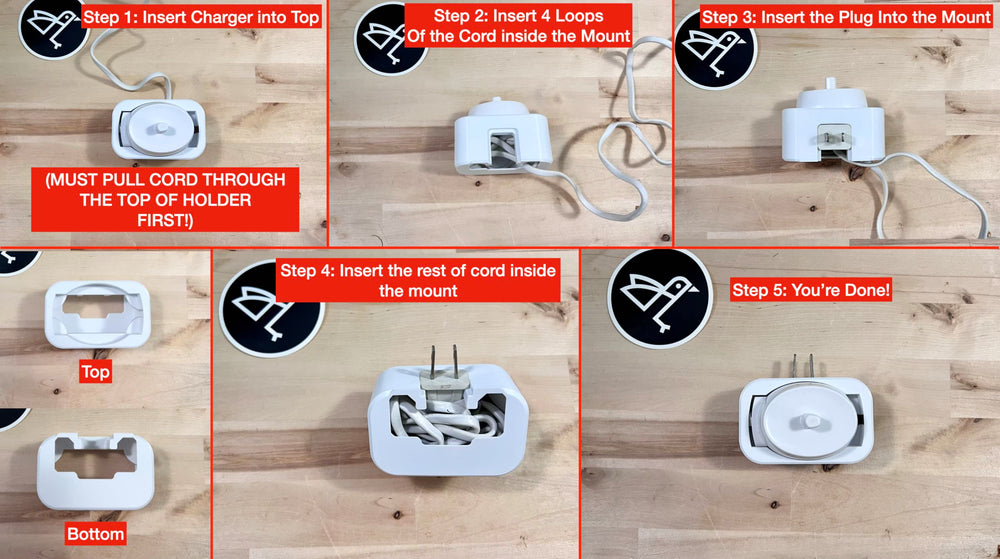 Side view of charger holder showing design
