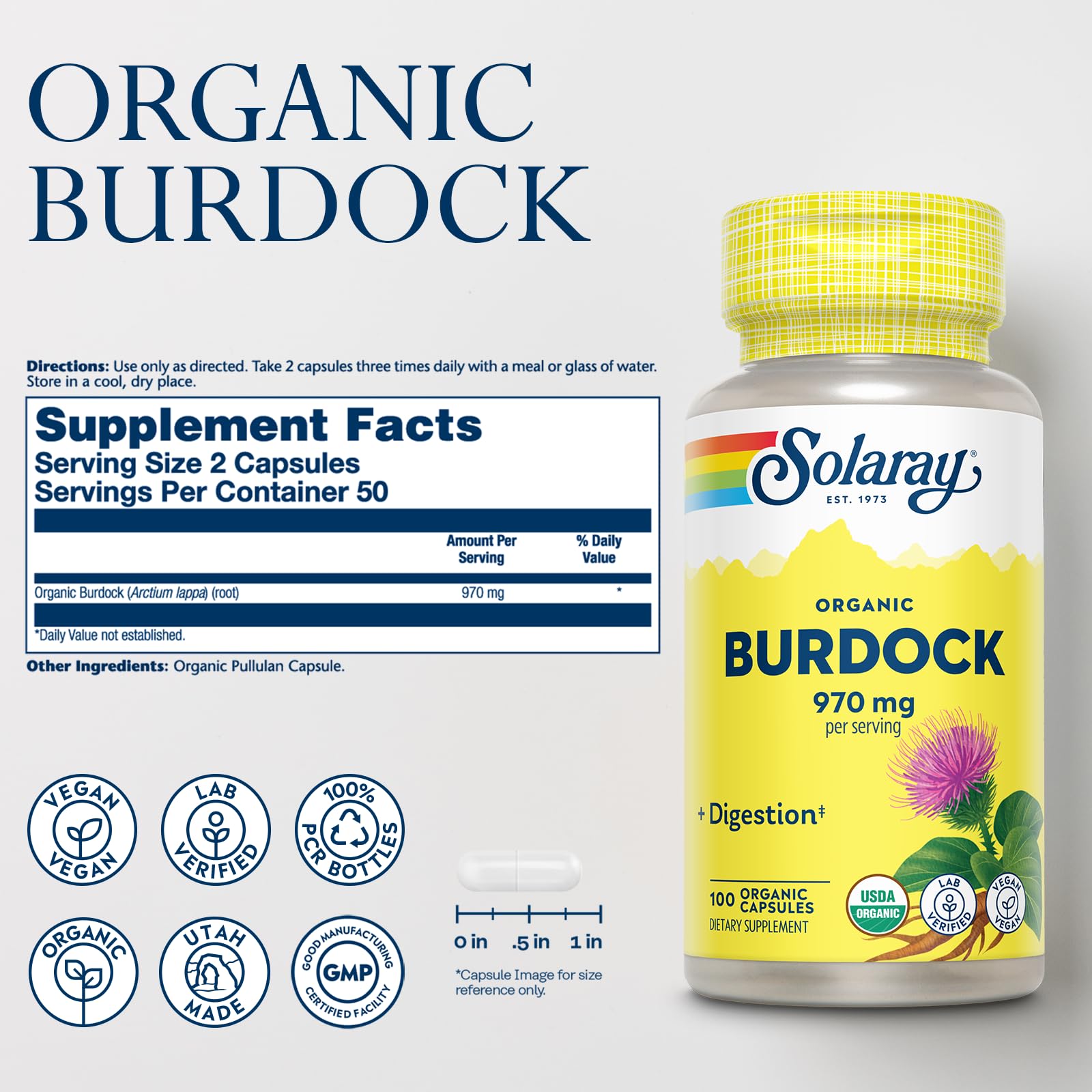 Burdock root capsules 970 mg serving