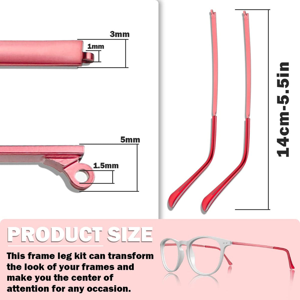 Burgundy metal eyeglass replacement arm – side view