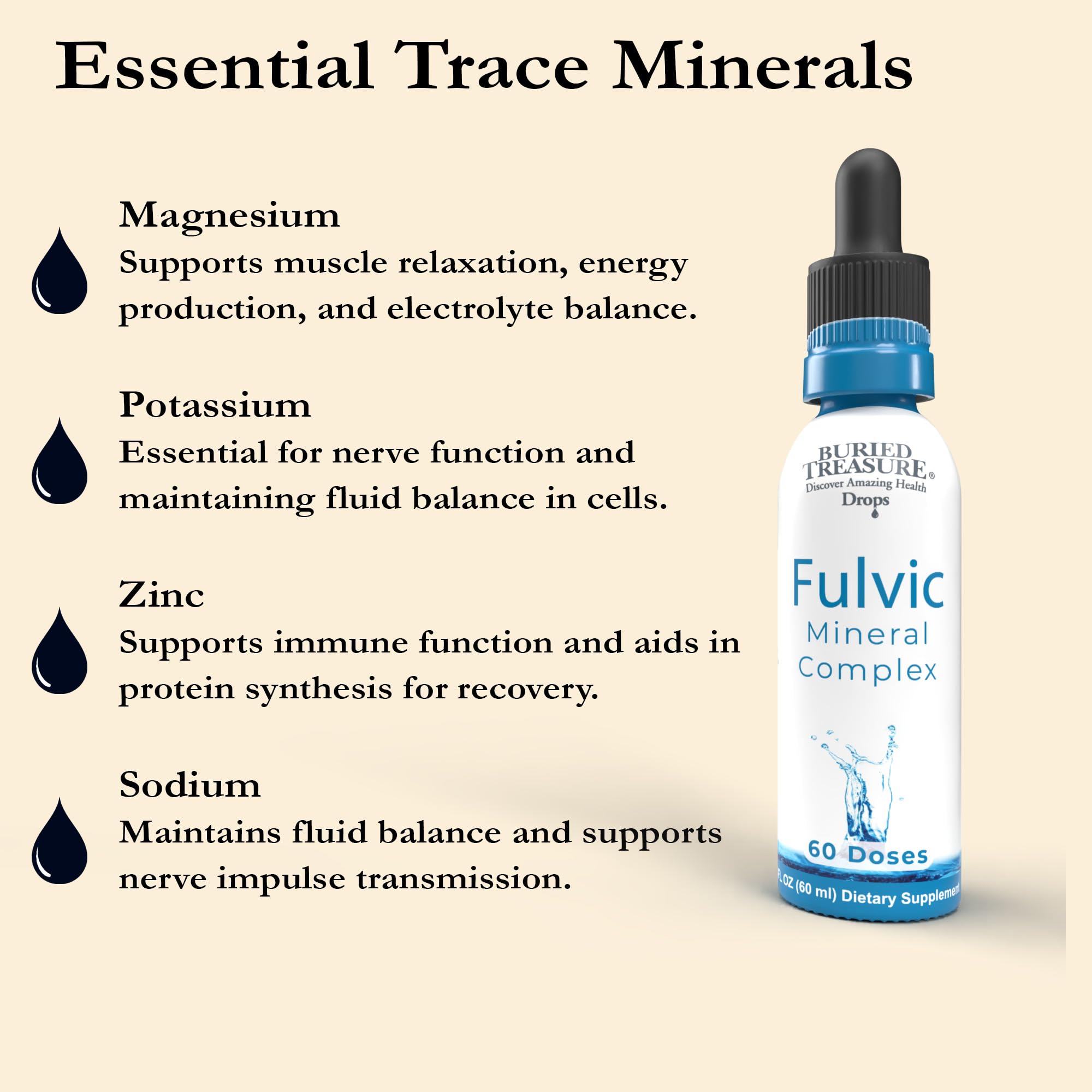 Ingredients panel for Buried Treasure Fulvic Mineral Drops