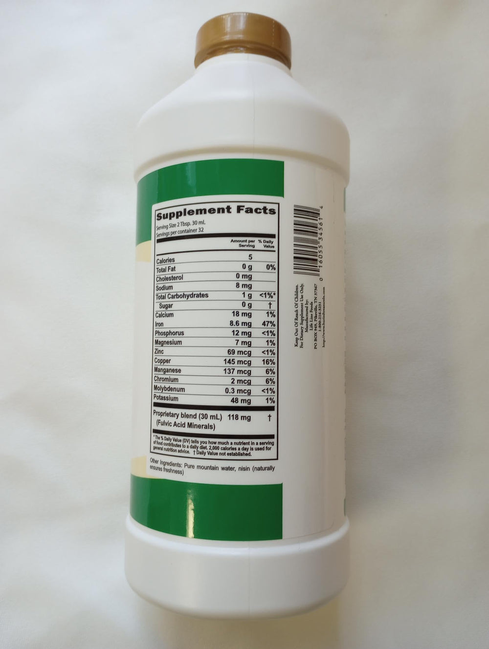 Buried Treasure Liquid Advantage bottle back reveals usage directions for easy integration.