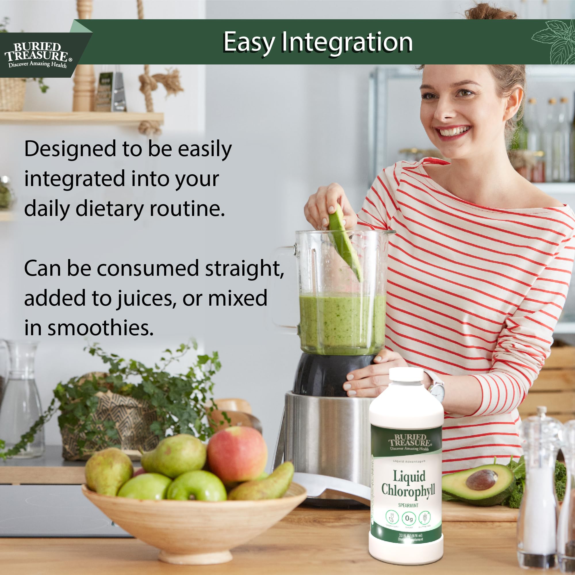 Digestive support concept for Buried Treasure Chlorophyll bottle