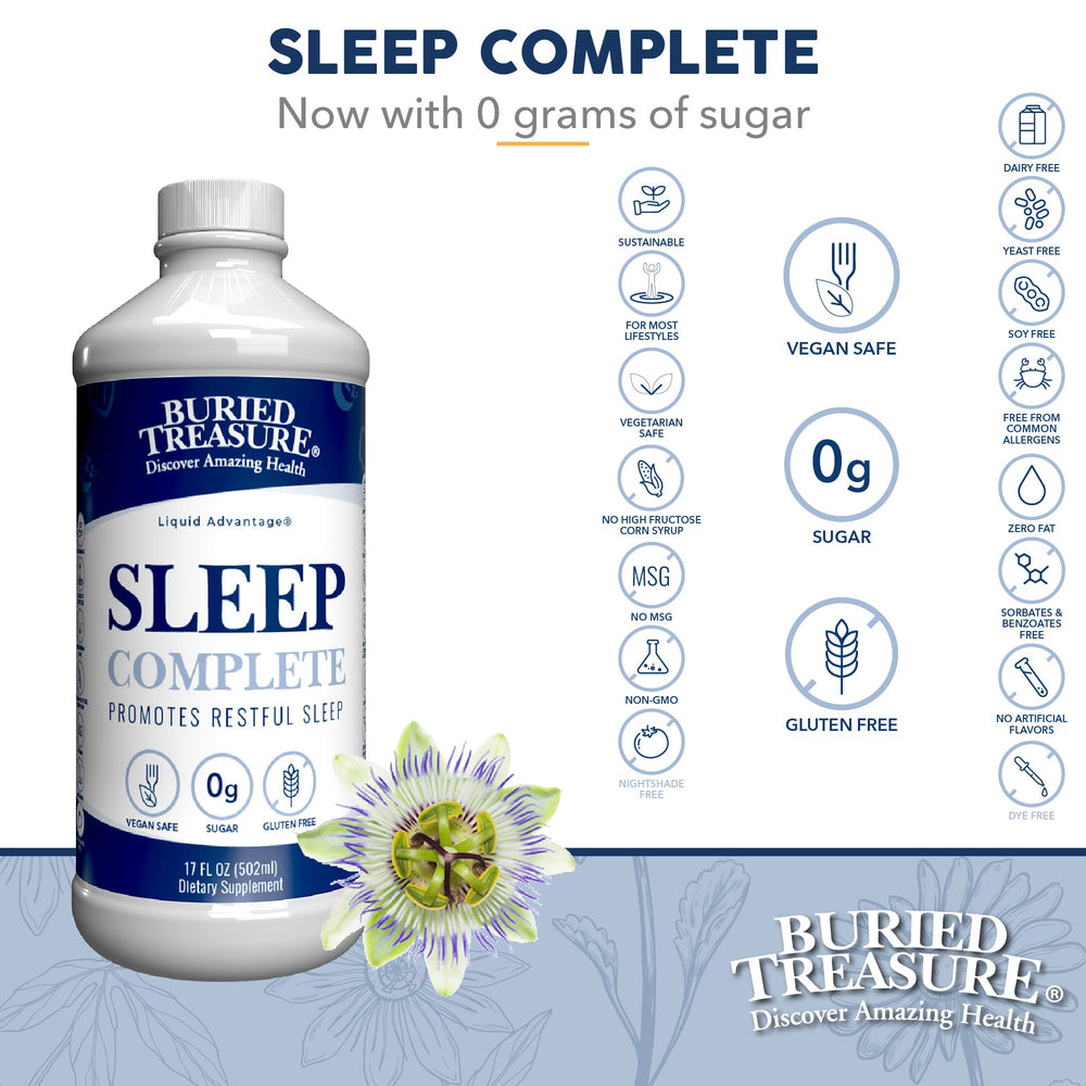 Buried Treasure Sleep Complete being poured shows natural pineapple and citrus flavors for a comforting evening drink.